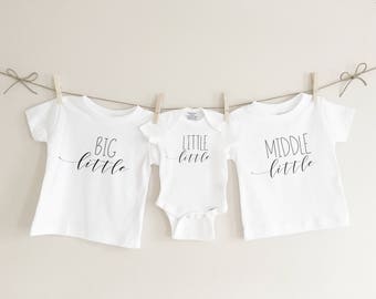 Big little middle little little little, sibling set sibling tees, pregnancy announcement, baby announcement, baby shower gift, matching tees