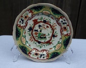 Antique English Imari porcelain dish floral design English Vintage Ceramic Plate 19th Century hand painted Saucer Dish Collectibles