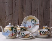 Antique Japanese Kutani Tea Set Full size Eggshell Porcelain Coffee Set Hand painted Hand Made 20tn C Coffee Set Collectible