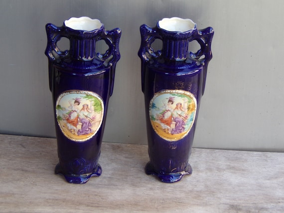 Antique Art Joseph Strnact Js Austria Art Deco Porcelain Vases Etsy