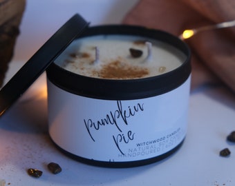 Pumpkin pie scented candle, vegan gift idea, autumn scented candle, pumpkin pie fragrance, natural handmade UK