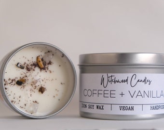 Coffee and Vanilla handmade soy candle, coffee lover gift idea, minimalist candle, handmade uk