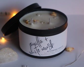 Vanilla and white musk soy wax candle, natural scented candle, aromatherapy candle