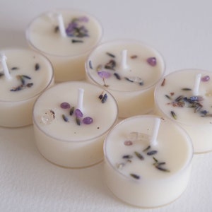 Lavender and Vanilla scented soy tea light candles, vegan tea light set, handmade UK