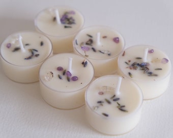 Lavender and Vanilla scented soy tea light candles, vegan tea light set, handmade UK