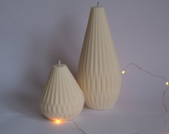 Lantern pillar candle, large pear pillar candle, soy pillar candle, vegan gift, geometric candle