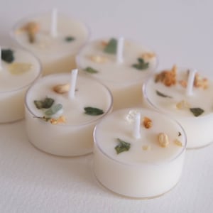 Pear and Freesia scented tea light candles, vegan tea lights, handmade UK image 1