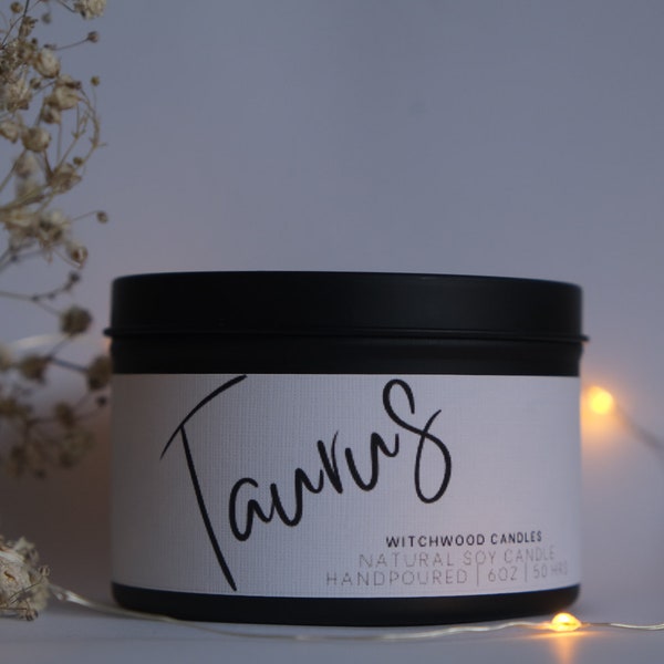 Taurus soy candle, vegan Taurus gift idea, birthday gift Taurus, zodiac candle, mindfulness gift, handmade uk