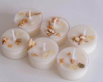 Peach and Papaya scented soy tea light candles, vegan tea light gift set, handmade UK