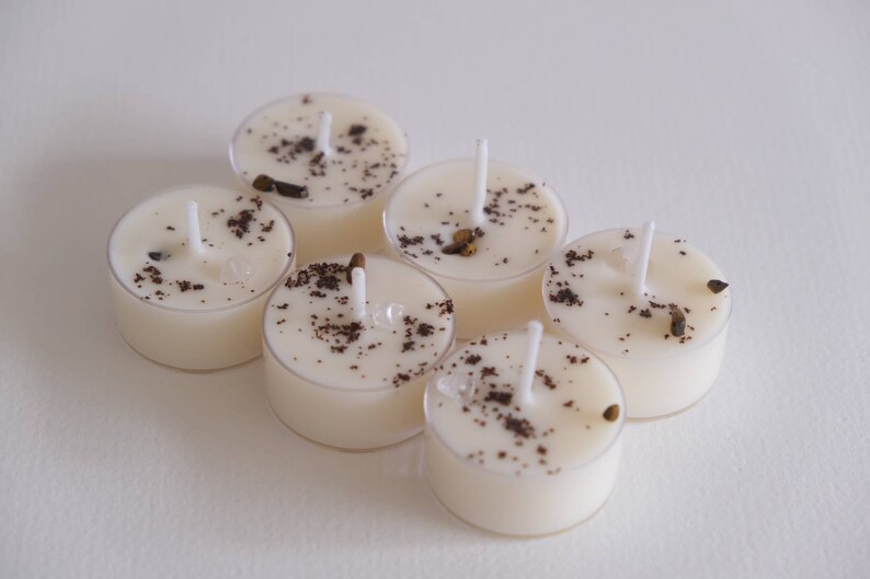 Coffee and Vanilla scented soy tea light candles, vegan tea lights, handmade UK image 1