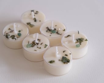 Apple and Mint scented soy tea lights, vegan tea light gift set, handmade UK