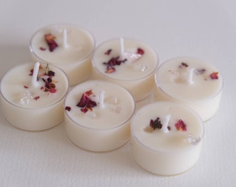 Rose and Vanilla scented tea light candles, vegan tea lights, handmade UK