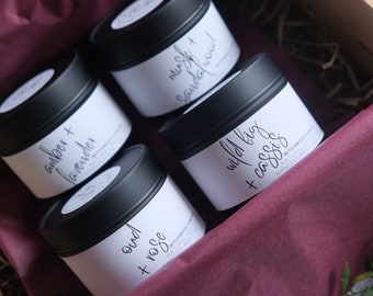 Botaniska sojaljuspresenter – Veganska handgjorda ljus, bröllopsljus – Wellness Scents