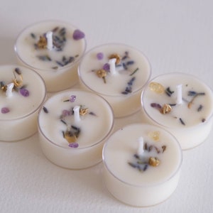 Lavender and Chamomile scented soy tea lights, vegan tea light set, handmade UK