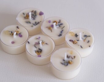 Velas de té de soja con aroma a lavanda y manzanilla - juego de velas de té veganas - velas navideñas - hechas a mano en el Reino Unido