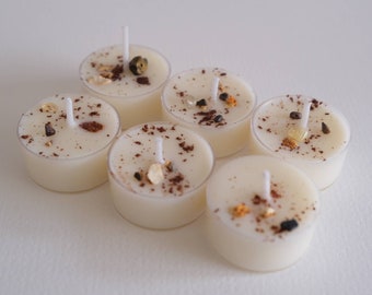 Velas de té aromáticas con aroma a naranja y canela, velas de té veganas, hechas a mano en el Reino Unido