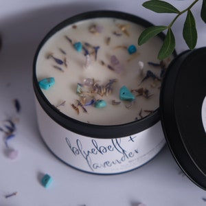 Bluebell and Lavender handmade soy candle, vegan gift idea, handmade UK image 5