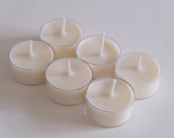 Handmade Vegan Soy Tealight Candles - Unscented, Set of 6