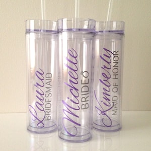 Personalized Tumbler, Bridesmaid Gift, Gift, Flower Girl, Bridal Party, Personalized Tumbler, Personalized Cup, Wedding Tumbler, Tumbler image 1