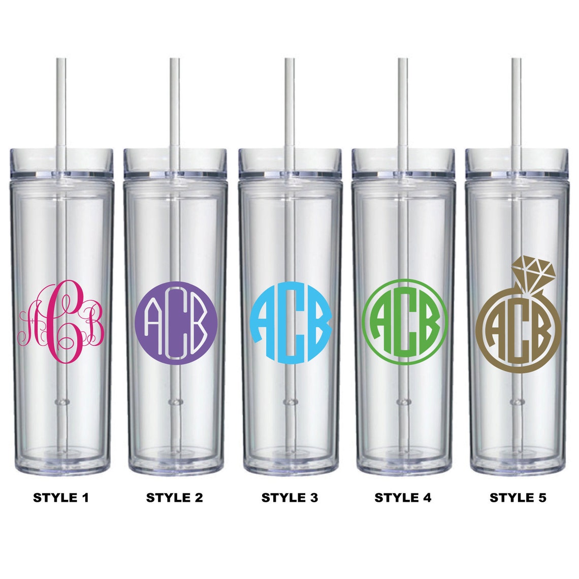 Monogrammed Tumbler Personalized Tumbler Bridesmaid Gift Etsy