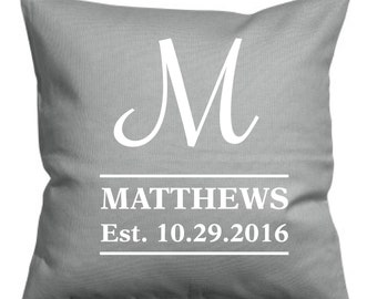 Monogramed Pillow, Wedding Pillow, Name Pillow, Established Pillow, Wedding Gift, Engagement Gift, Shower Gift, Pillow, Custom Pillow