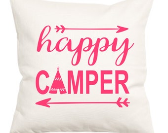 Happy Camper Pillow Cover, Happy Camper, Pillow, Home Decor, Happy Camper Pillow, Pillow Case, Beach House, Camp Pillow, Camping, Decor