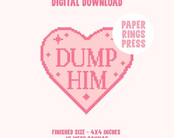DUMP HIM Needlepoint Chart - 18 mesh digital PDF download with number chart