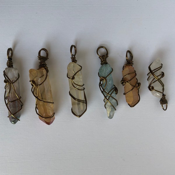 Wire wrapped crystal pendants, crystal pendant, wire wrapped crystal, wire wrapped necklace, crystal necklaces