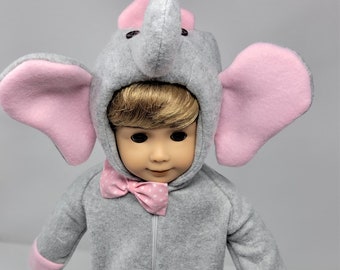 Elle The Elephant is a handmade outfit for an 18 inch doll such as American Girl and others