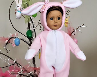 Happy Bunny is a handmade pajamas, onesie, to fit an 18 in or 15 in baby doll such as American Girl, American Boy, Bitty Baby or others