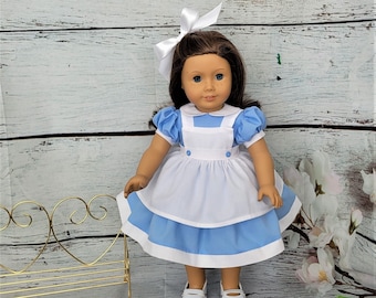 Alice inspired dress for an 18 inch doll such as American Girl and others