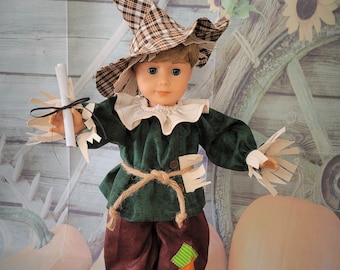 Mr. Scarecrow is a handmade outfit to fit an 18 inch boy or girl doll