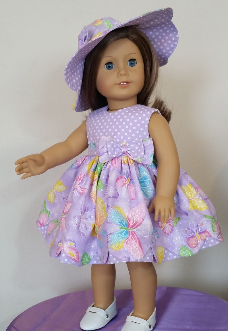Butterfly Kiss is a handmade dress for an 18 inch doll such as Etsy