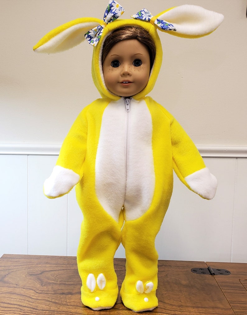 Happy Bunny is a handmade pajamas, onesie, to fit an 18 in or 15 in baby doll such as American Girl, American Boy, Bitty Baby or others image 10