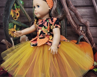 Autumn is a handmade gown for an 18 inch doll