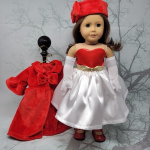 Satin Delight with optional coat is a vintage outfit for an 18 inch doll