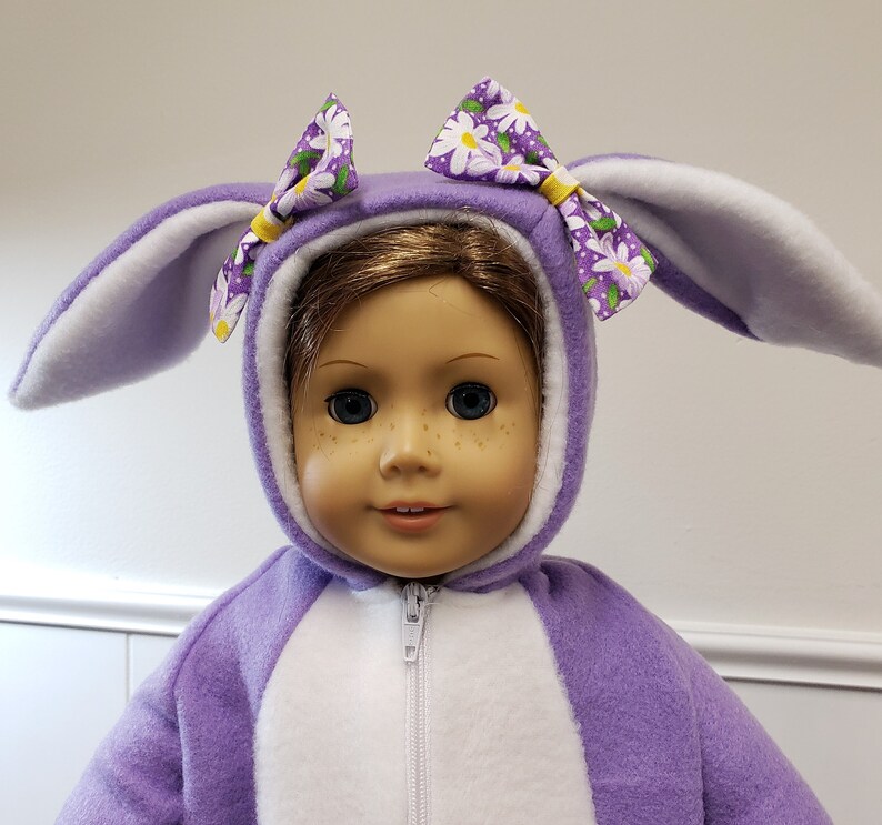 Happy Bunny is a handmade pajamas, onesie, to fit an 18 in or 15 in baby doll such as American Girl, American Boy, Bitty Baby or others image 5