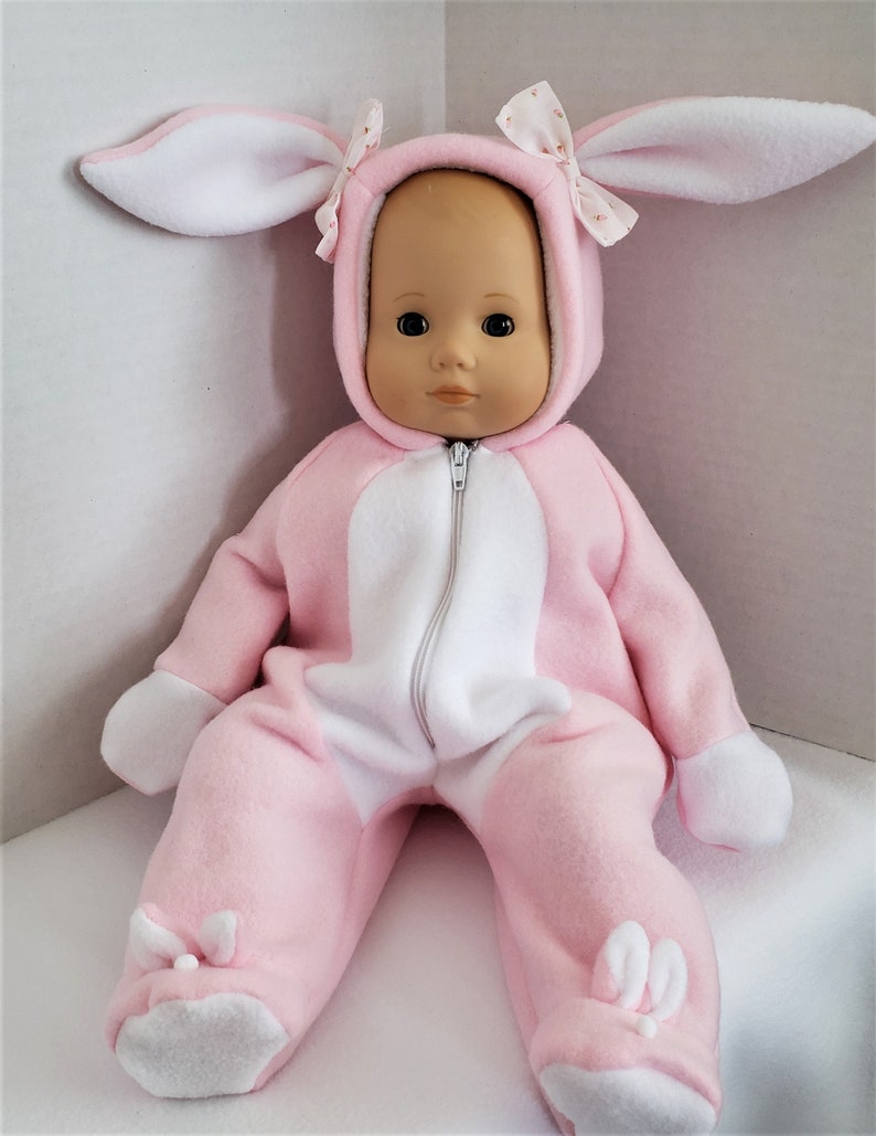 Happy Bunny is a handmade pajamas, onesie, to fit an 18 in or 15 in baby doll such as American Girl, American Boy, Bitty Baby or others image 7