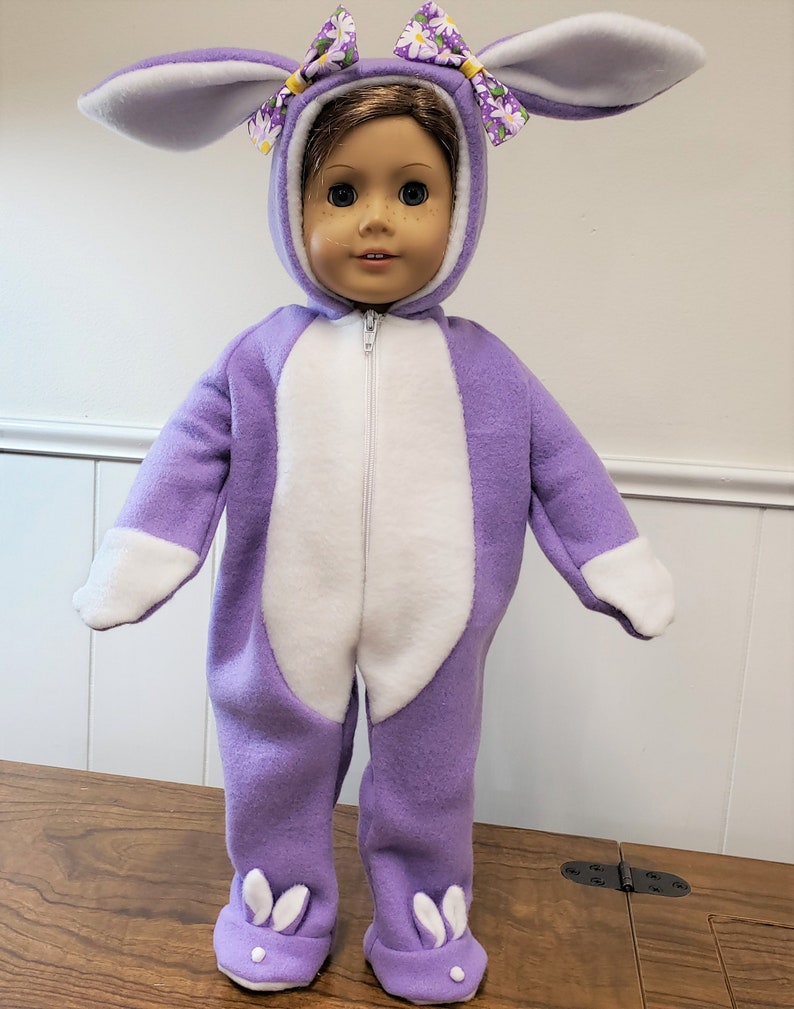 Happy Bunny is a handmade pajamas, onesie, to fit an 18 in or 15 in baby doll such as American Girl, American Boy, Bitty Baby or others image 3