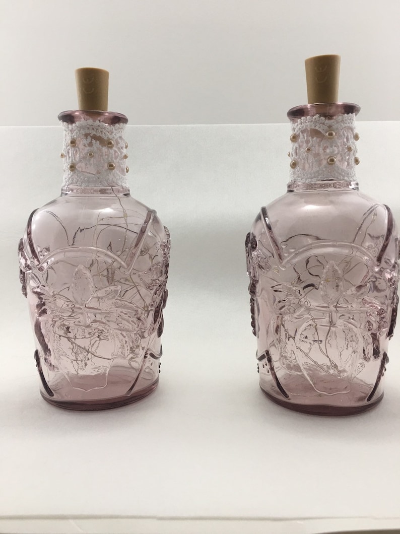 Set of Rose Colored Glass Bottle Lights