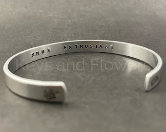 Smut Enthusiast Cuff Bracelet, Smut reader gift, Secret message cuff, Minimalist jewelry