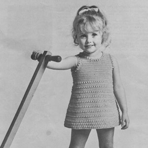 Girls Pinafore Dress Crochet Pattern PDF Toddlers 20, 22 and 24 inch chest, Summer Crochet Sundress, Vintage Crochet Patterns for Children