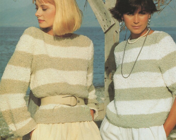 Womens Sweater Knitting Pattern PDF Ladies 30, 32, 34, 36, 38 and 40 inch chest, Jumper, Long or Short Sleeves, Knitting Patterns for Women