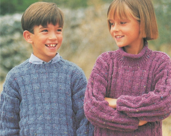 Sweater Knitting Pattern PDF Boys or Girls 20, 22, 24, 26, 28 and 30 inch chest, Babys and Toddlers Jumper, Knitting Patterns for Children