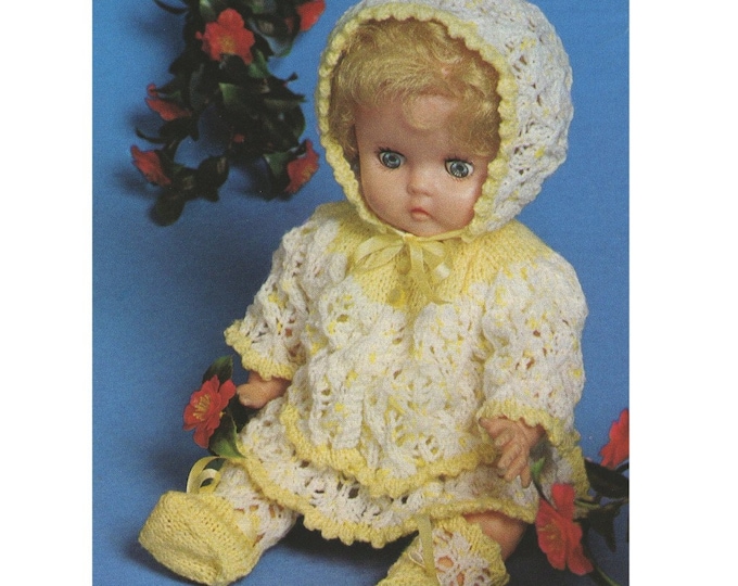 Dolls Clothes Knitting Pattern PDF for 16 inch Doll, Baby Dolls Outfit Pattern, Vintage Knitting Patterns for Dolls