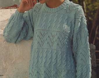 Womens Tunic Sweater Knitting Pattern PDF Ladies 30, 32, 34, 36, 38, 40 and 42 inch chest, Long Sweater for Leggings, Long Jumper, Download