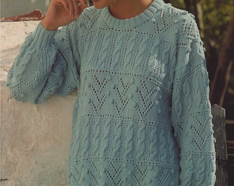 Womens Tunic Sweater Knitting Pattern, Cotton DK, Sizes 30-42" (PDF Pattern)