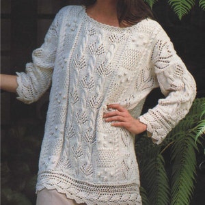 Womens Tunic Sweater Knitting Pattern PDF Ladies 32 - 40 inch bust, Long Patterned Jumper, Vintage Knitting Patterns for Women, Download