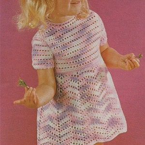 Girls Dress Crochet Pattern PDF Toddlers 20, 22 and 24 inch chest, Summer Crochet Dress, Vintage Crochet Patterns for Children, Download