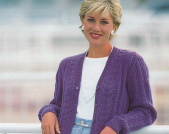 Womens Cardigan and Waistcoat Knitting Pattern PDF Ladies 32, 34, 36, 38, 40 and 42 inch bust, Gilet, Vintage Knitting Patterns for Women